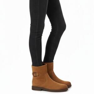 Franco Sarto Pippen Square Toe Boot Brown Suede Size 9